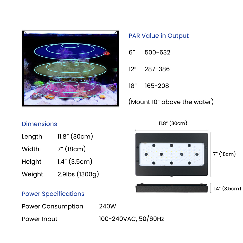 A8SE II Max And Blue 240W Full - Marine Aquarium App recension och pris